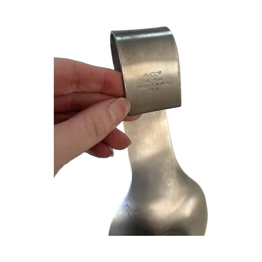 Amco 8158 Stainless Steel‎ Clip On Pot Spoon Rust Proof 18/8 Korea Silver Hooked
